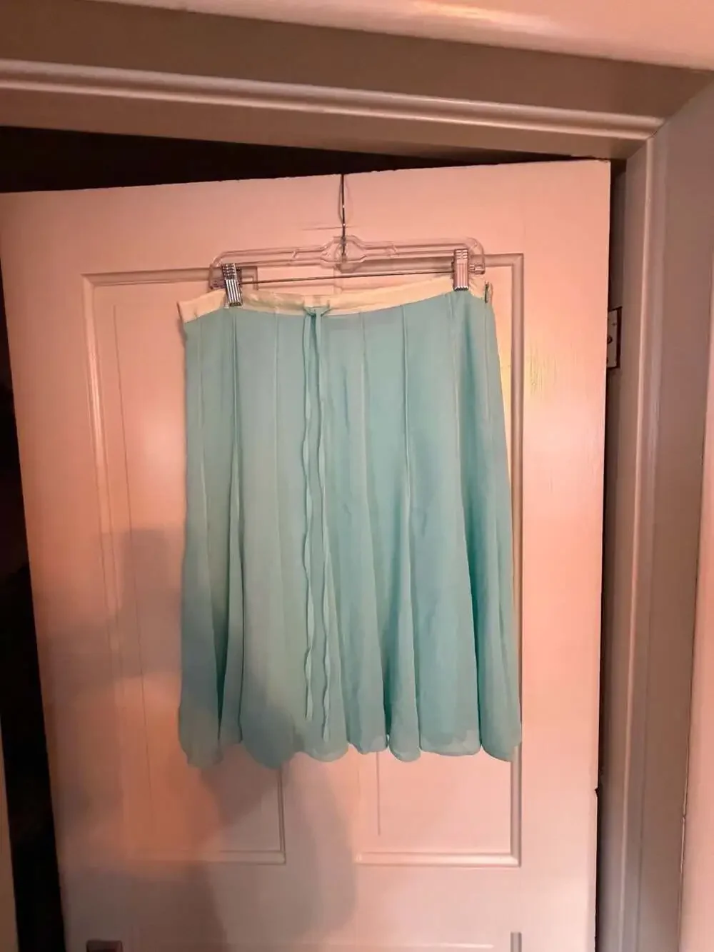 Grace Elements Women's Light Blue Pleated Chiffon Midi Skirt Size 12